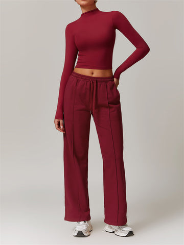 Sporty Chic High Neck Long Sleeve & Lounge Pants Set