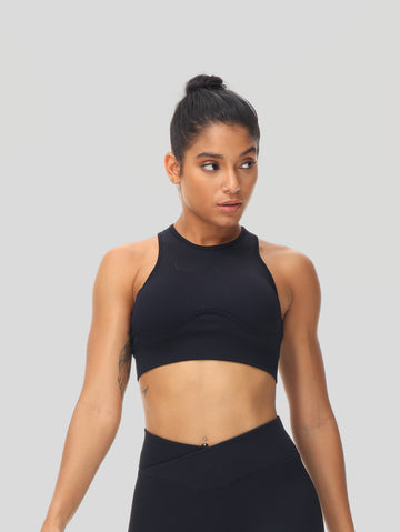 Back Cutout Piping Crop Tank Top