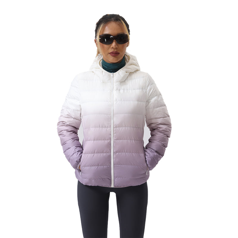 Ombre Print Puffer Hooded Coat