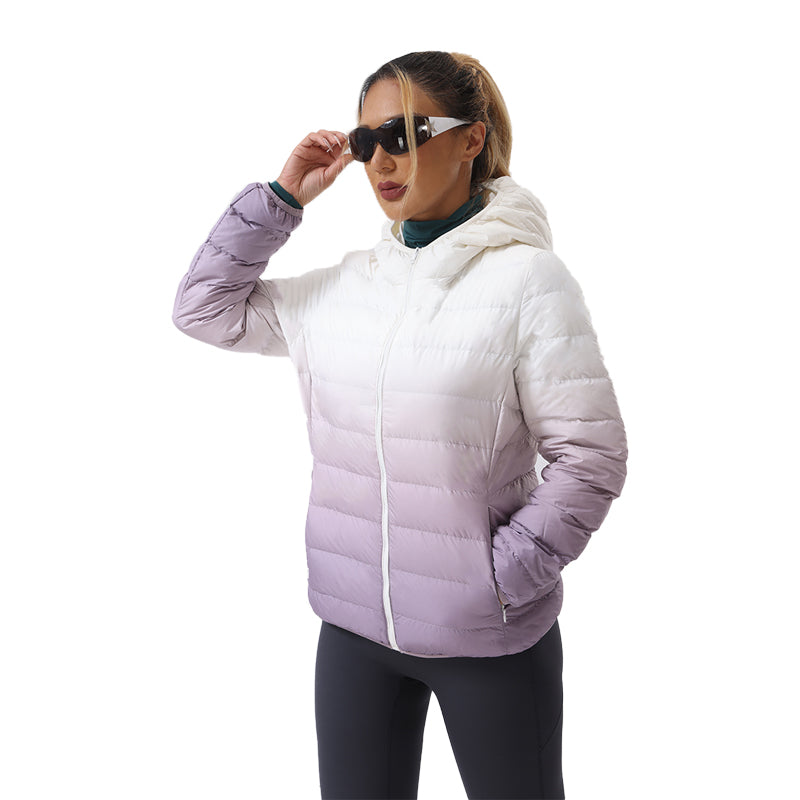 Ombre Print Puffer Hooded Coat