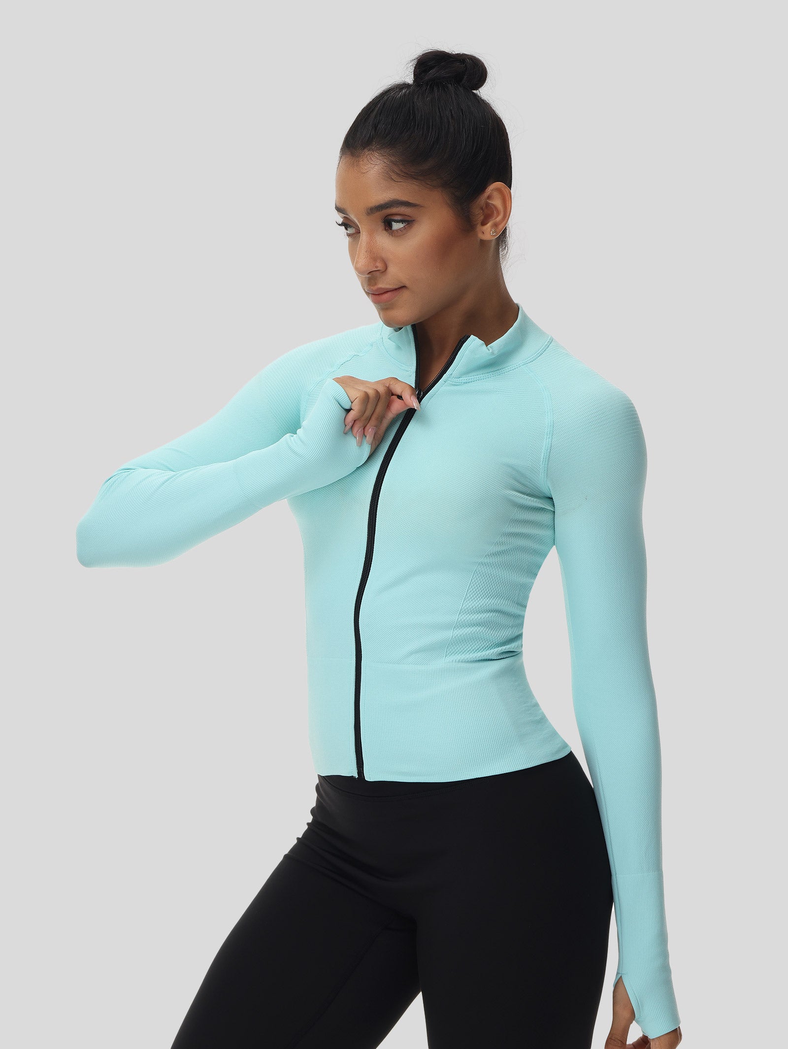 Thumb Hole Zip Up Jacket