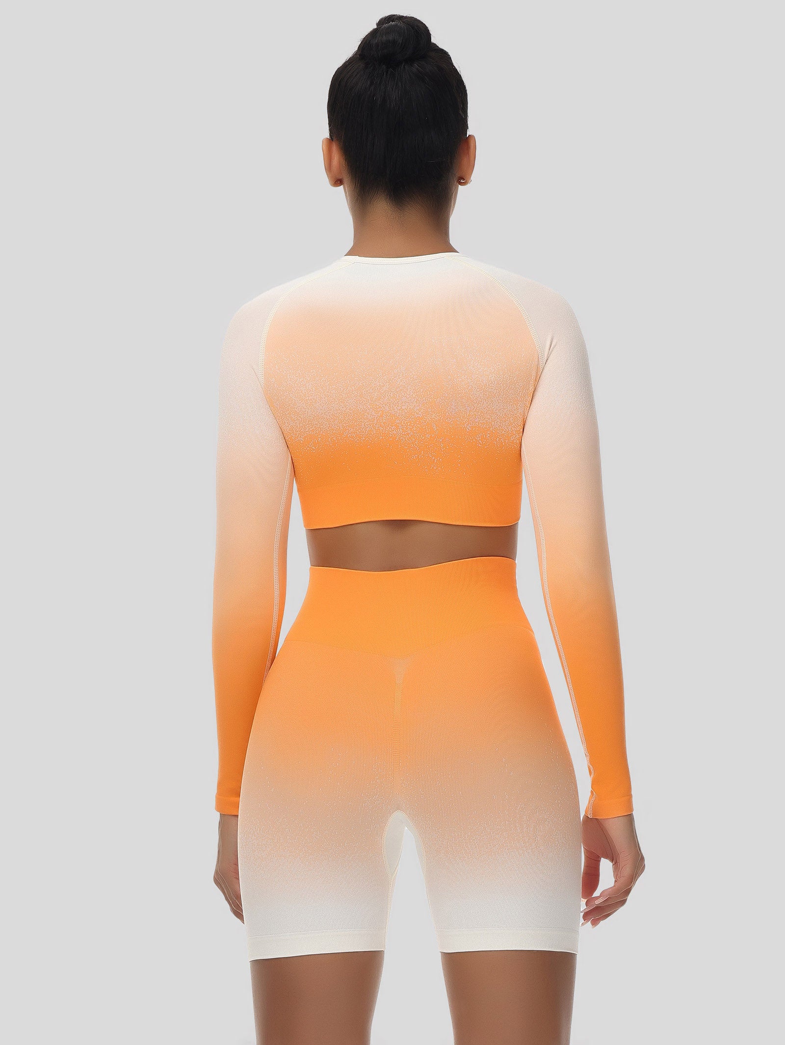 Ombre Crop Long Sleeve Top & Ombre Butt Lifting Biker Shorts
