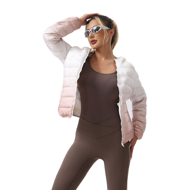 Ombre Print Puffer Hooded Coat