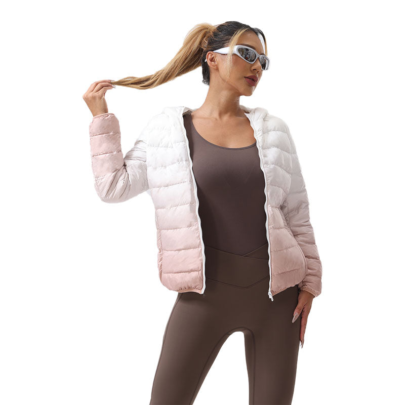 Ombre Print Puffer Hooded Coat