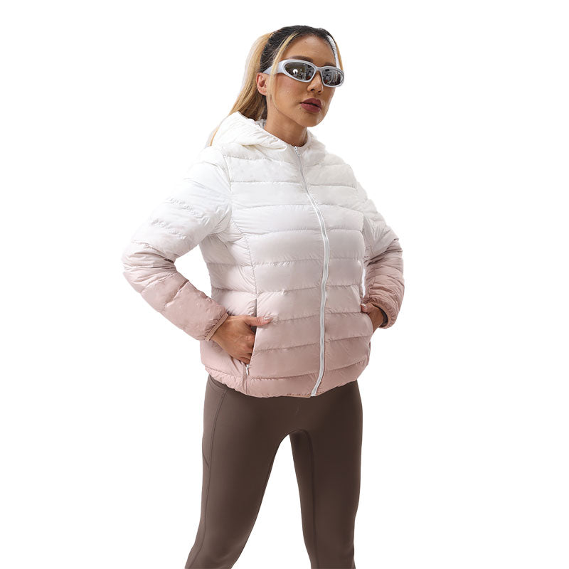 Ombre Print Puffer Hooded Coat