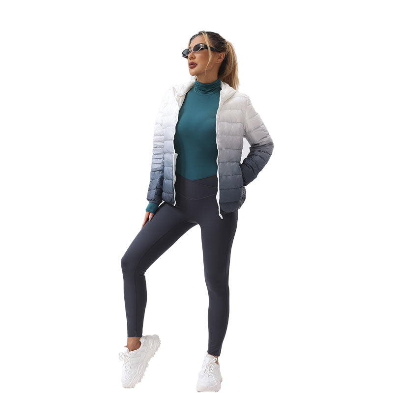 Ombre Print Puffer Hooded Coat