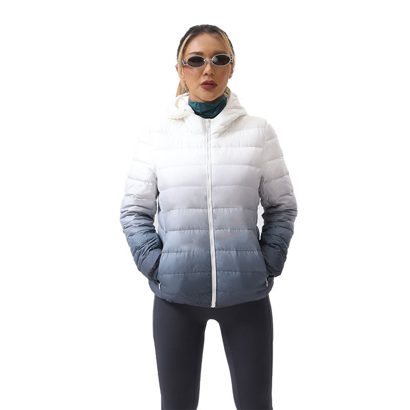 Ombre Print Puffer Hooded Coat