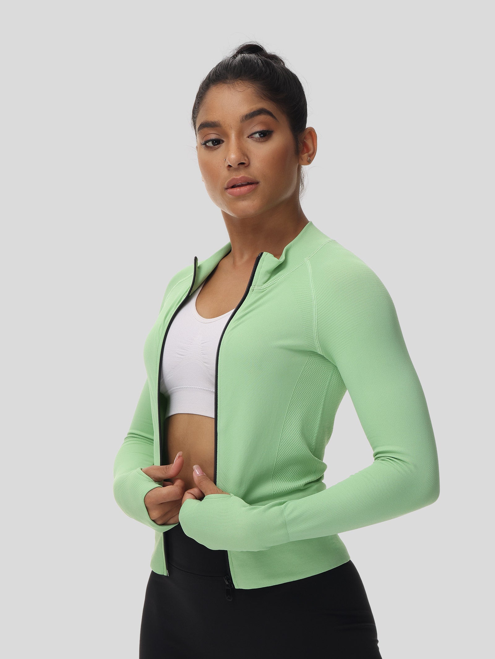 Thumb Hole Zip Up Jacket