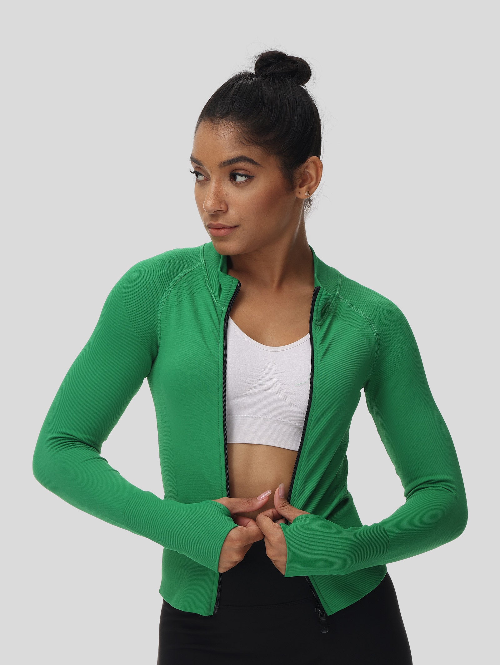 Thumb Hole Zip Up Jacket