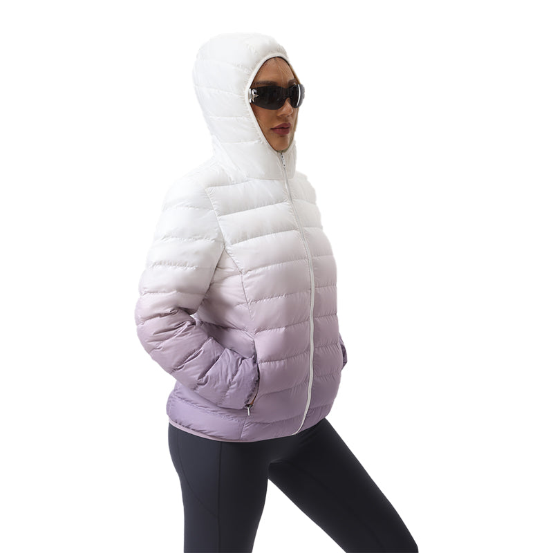 Ombre Print Puffer Hooded Coat