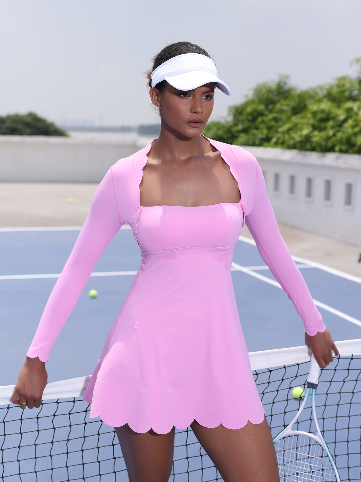Scallop Court Long Sleeve Tennis Dress