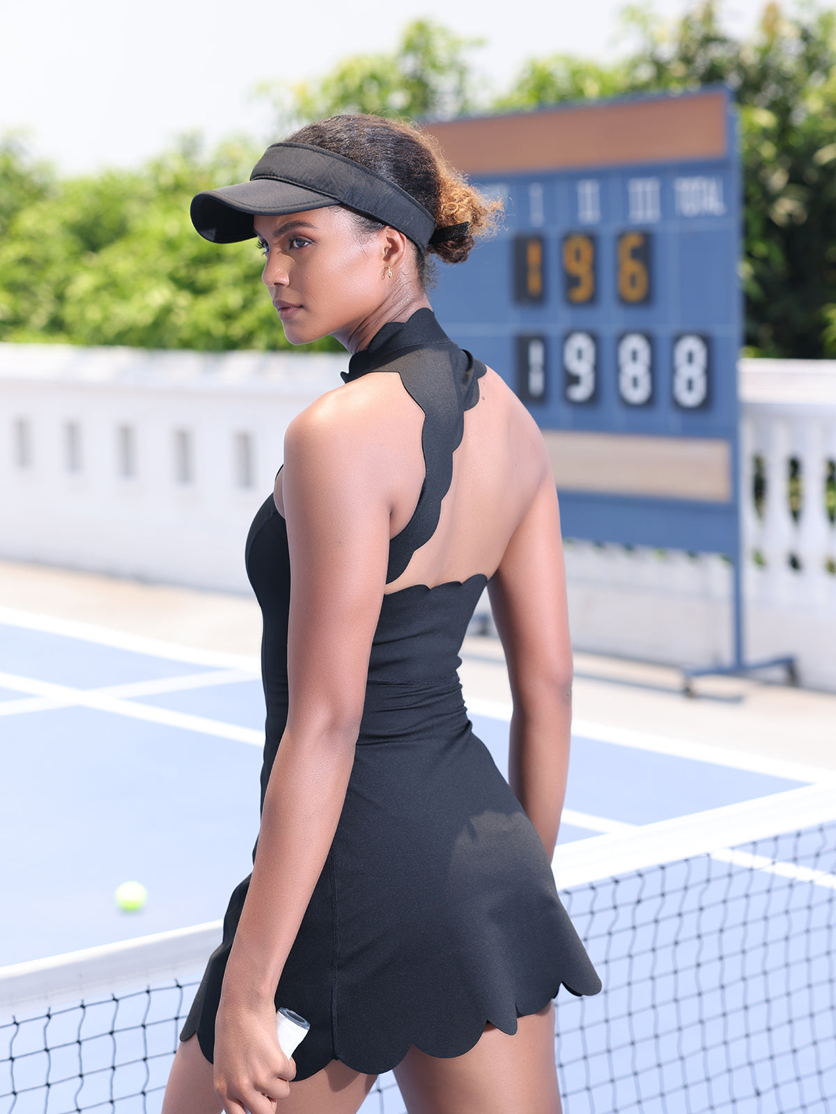 Scallop Edge Halter Tennis Dress