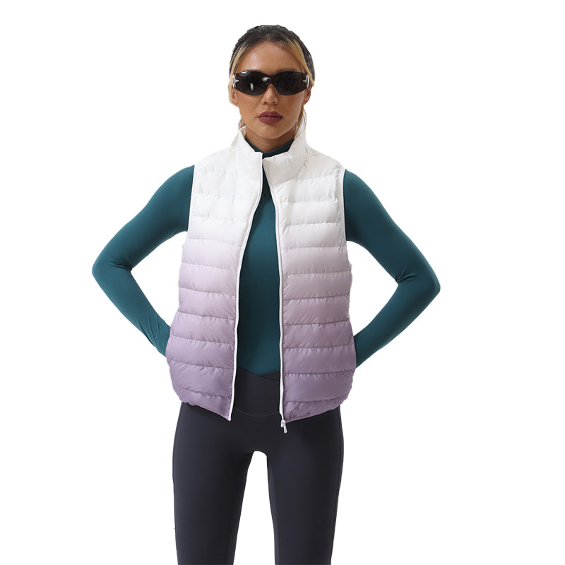 Ombre Print Puffer Hooded Vest