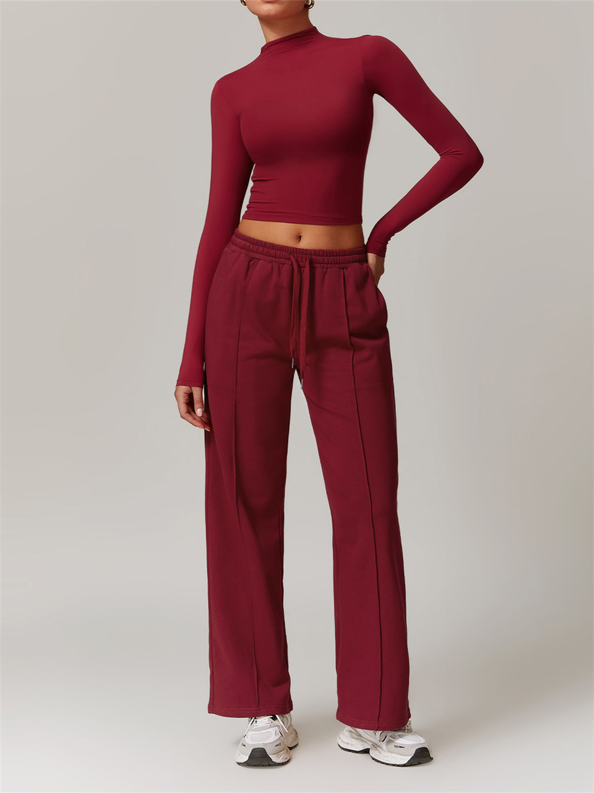 Sporty Chic High Neck Long Sleeve & Lounge Pants Set