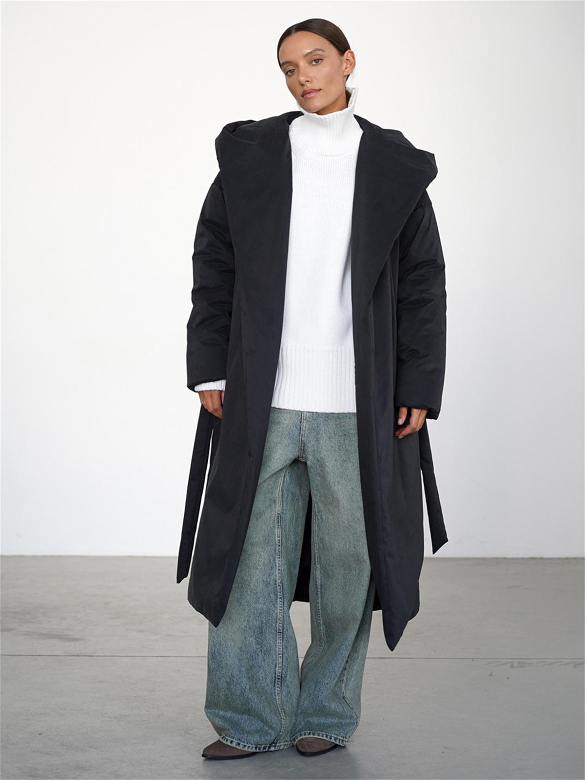 Aurora Belted Hooded Puffer Coat