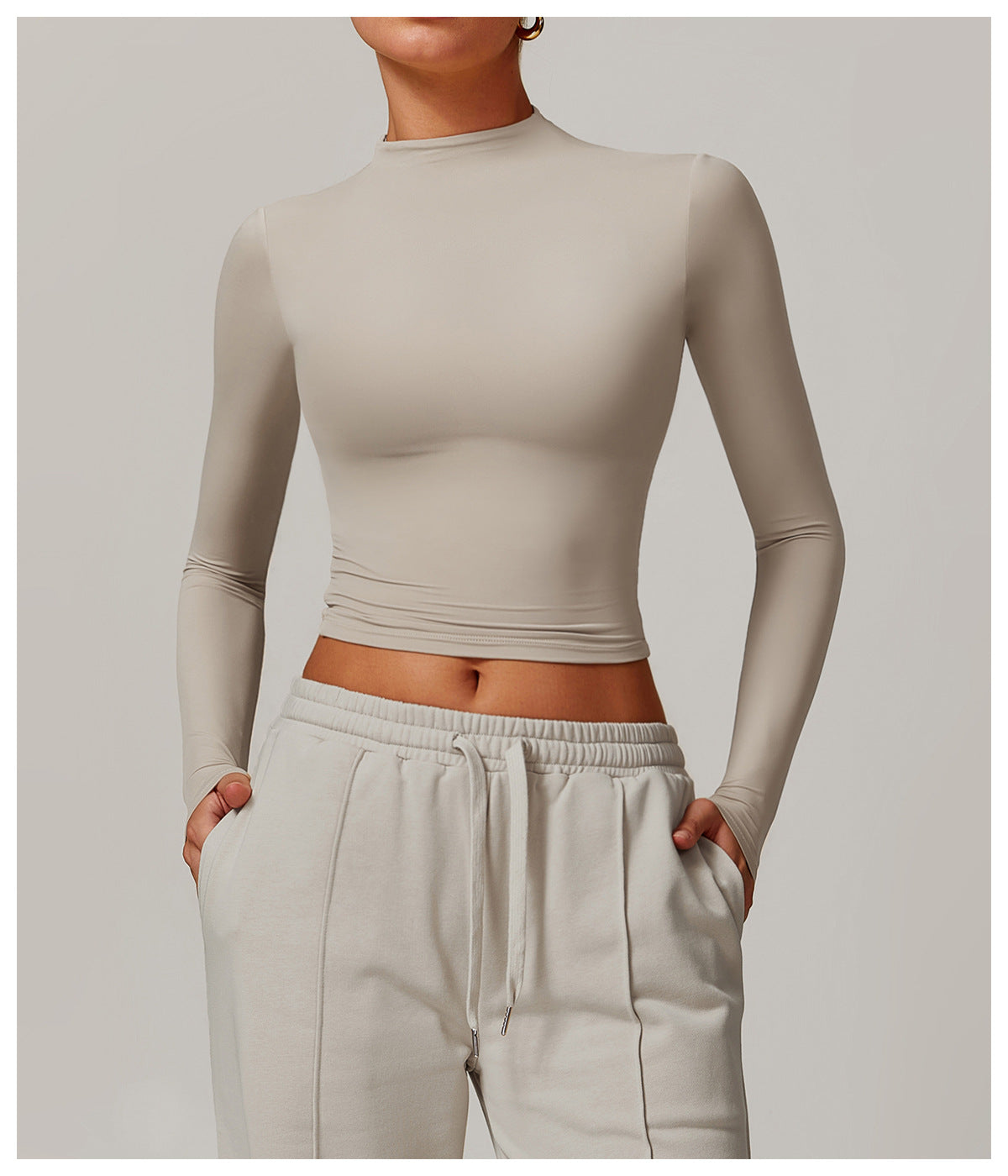 Sporty Chic High Neck Long Sleeve & Lounge Pants Set