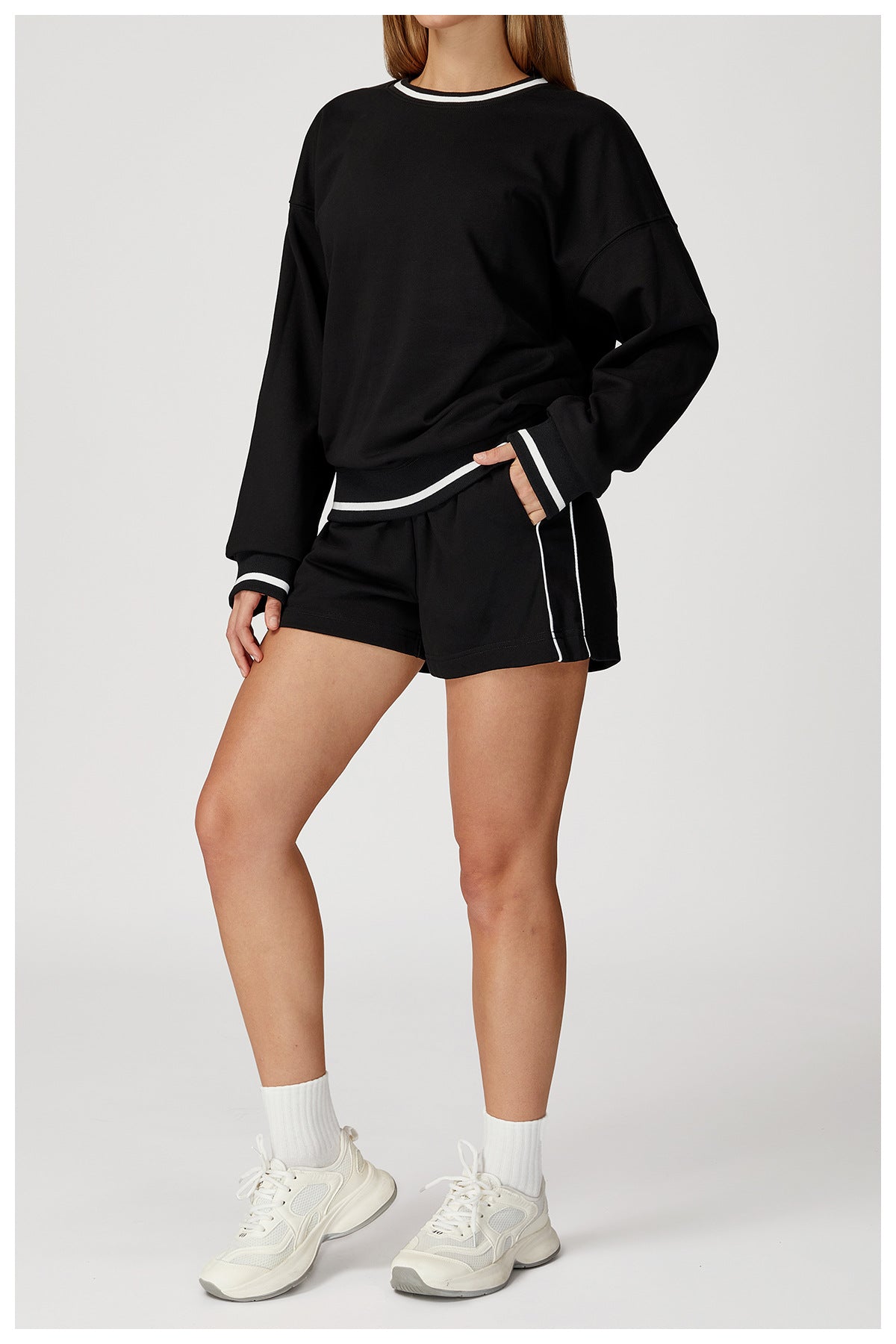 Casual Fit Sweatshirt Shorts Set