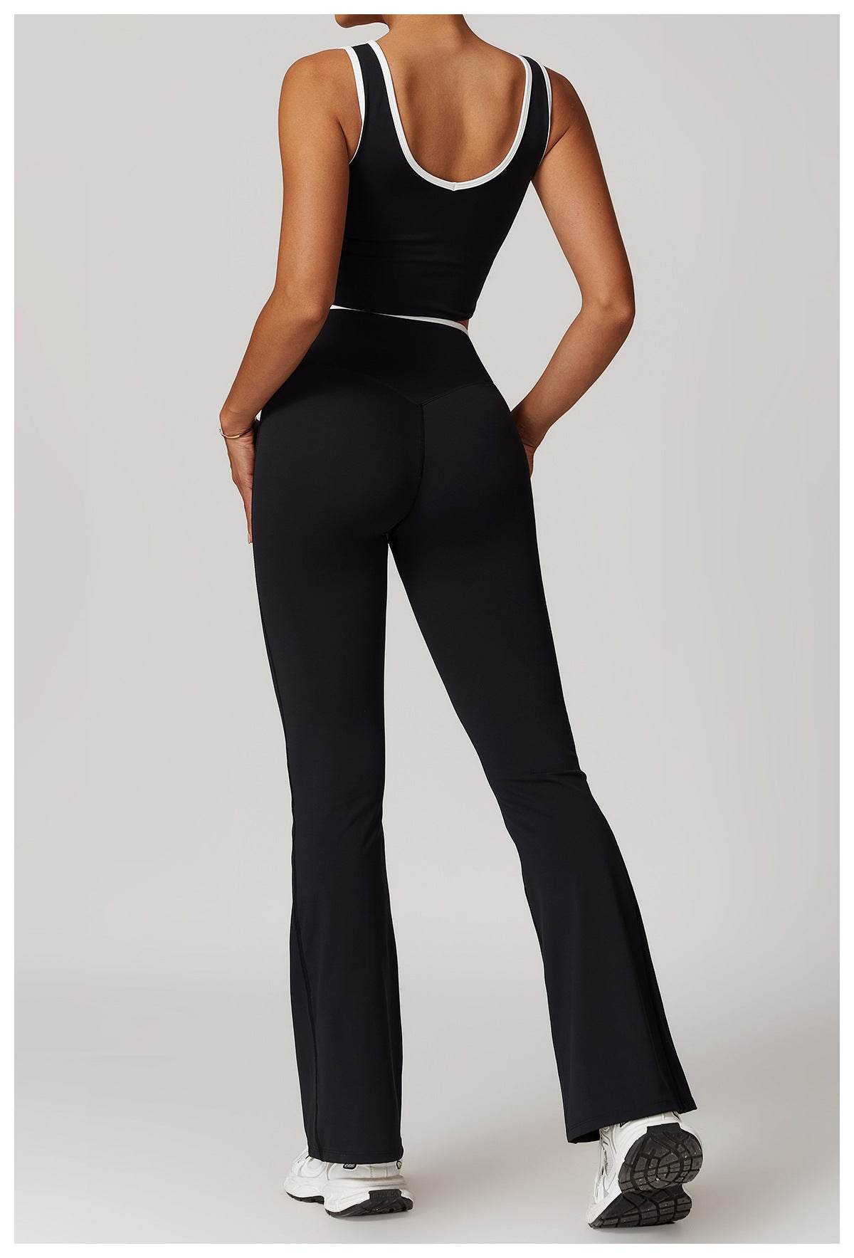 Cross Waist Fitness Tank Flare Pants Set