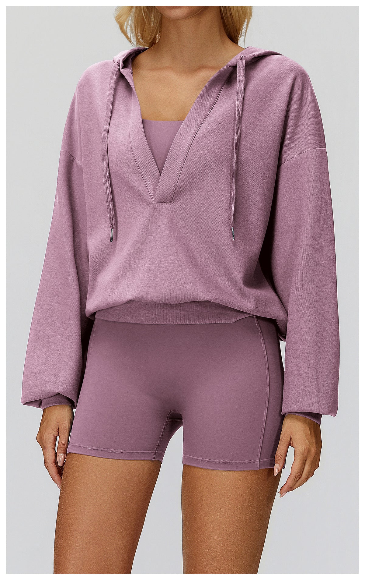 CozyVibe Oversized V-Hood Sweatshirt