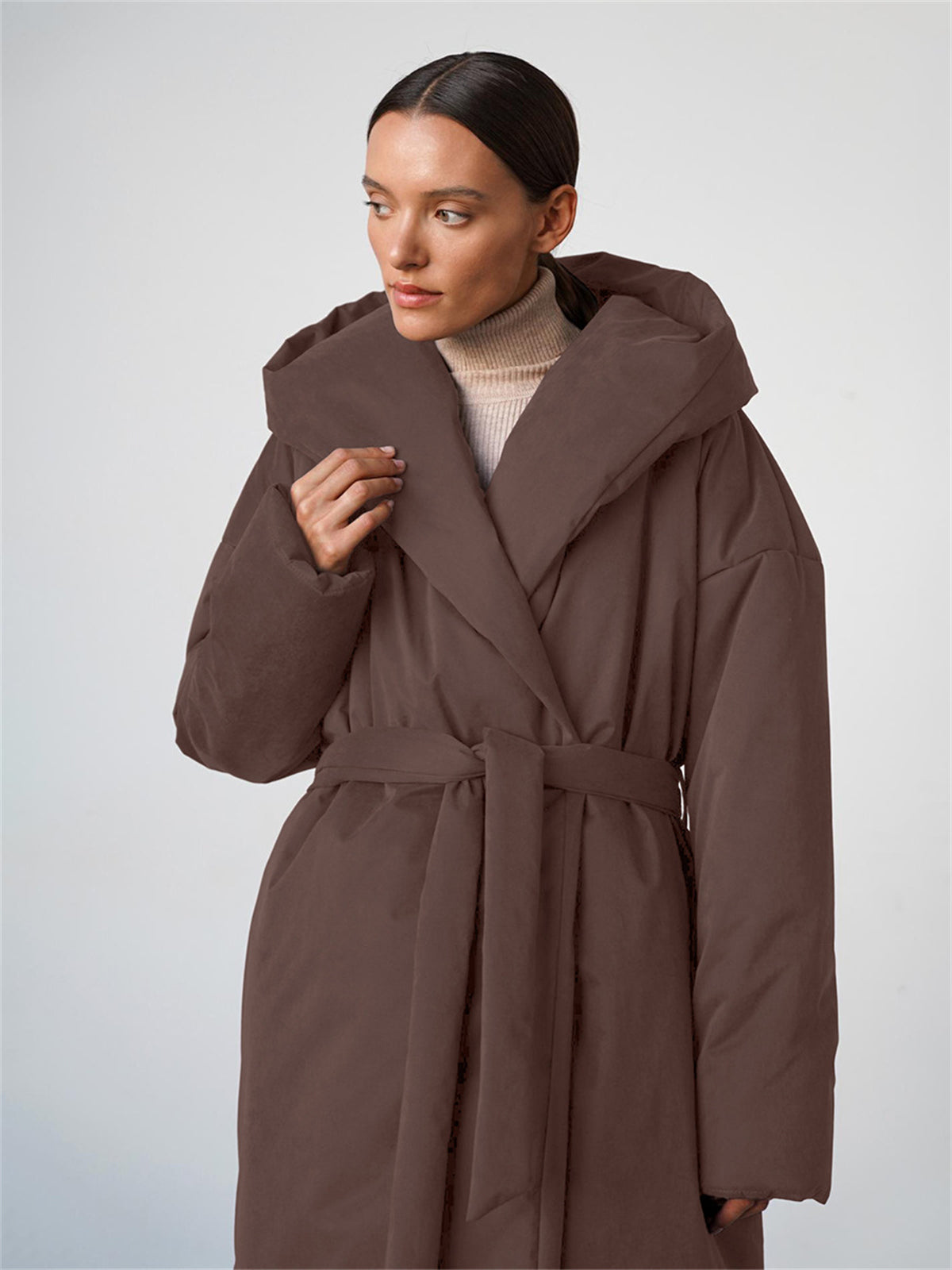 Aurora Belted Hooded Puffer Coat