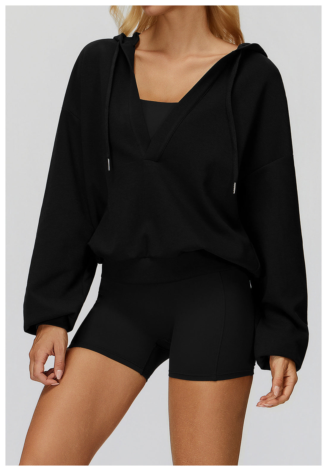 CozyVibe Oversized V-Hood Sweatshirt