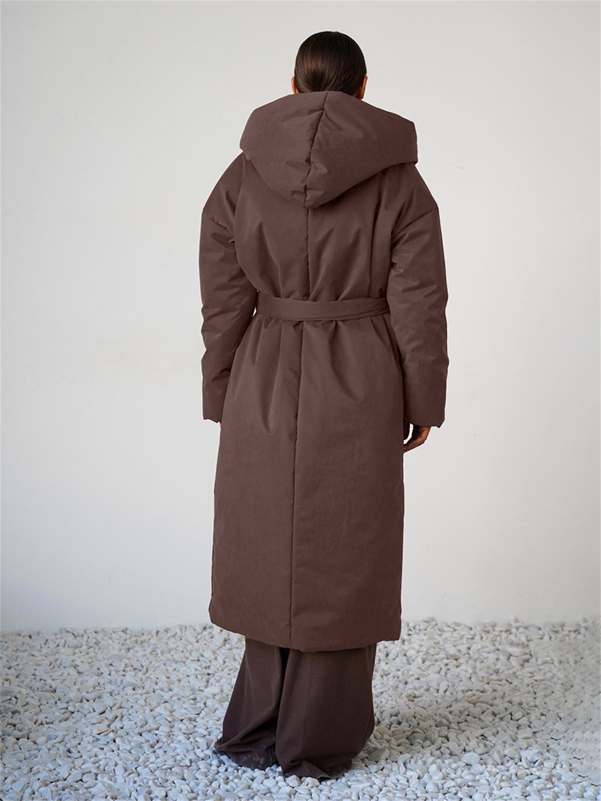 Aurora Belted Hooded Puffer Coat