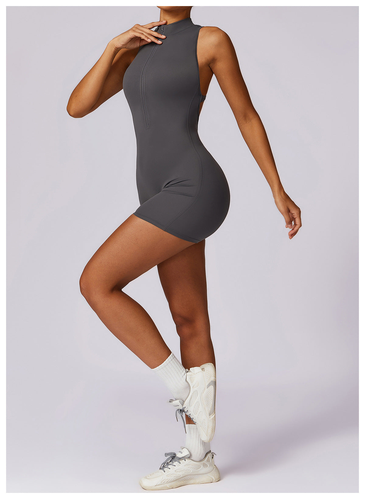 Backless Zipper Seamless Romper
