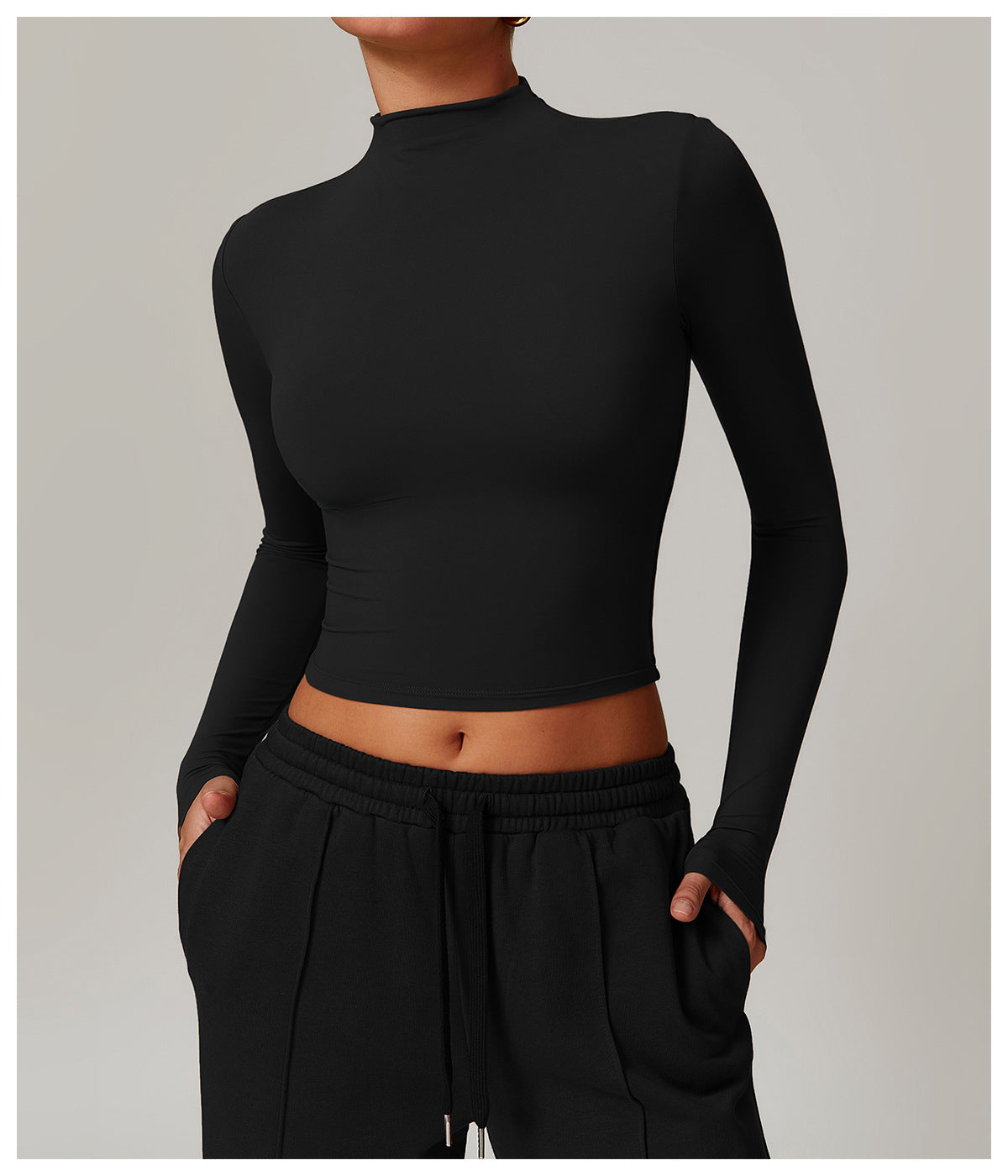 Sporty Chic High Neck Long Sleeve & Lounge Pants Set