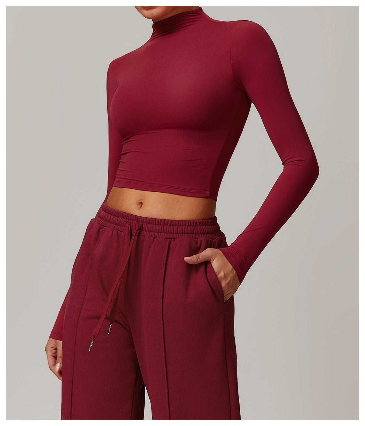 Sporty Chic High Neck Long Sleeve & Lounge Pants Set