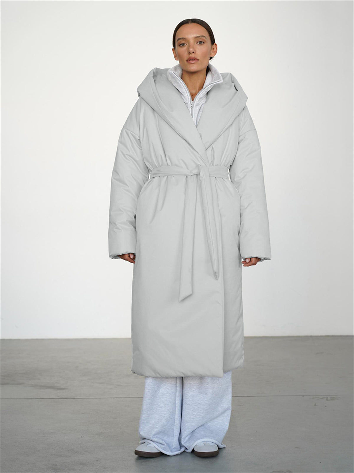 Aurora Belted Hooded Puffer Coat