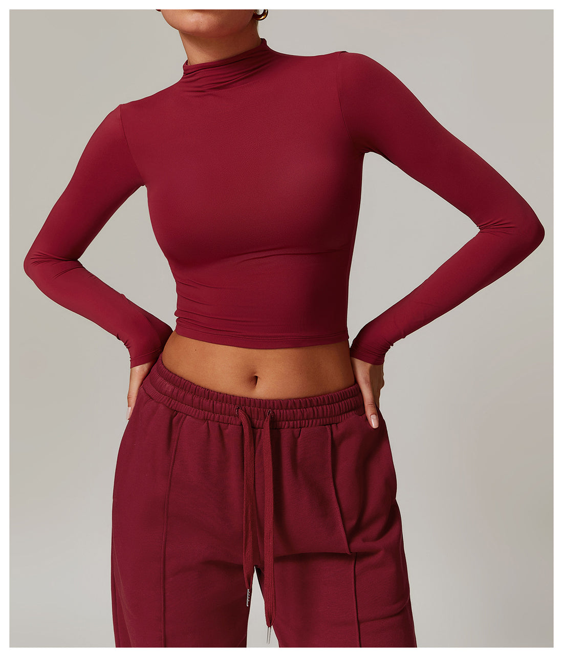 Sporty Chic High Neck Long Sleeve & Lounge Pants Set