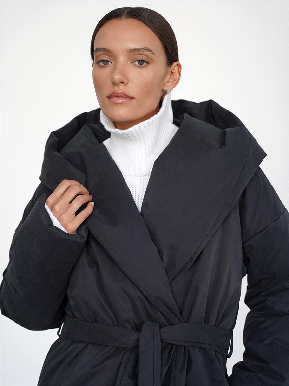 Aurora Belted Hooded Puffer Coat