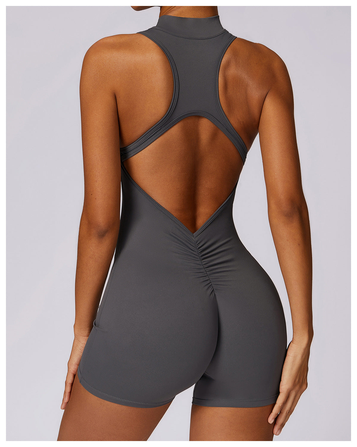 Backless Zipper Seamless Romper