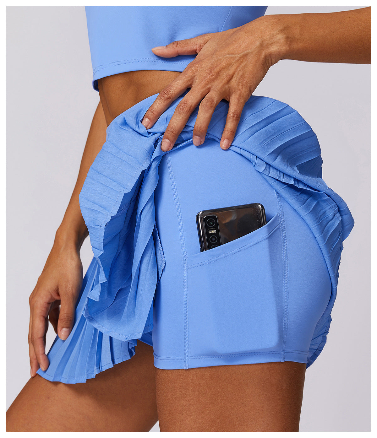 Pleated Pockets Active Skirt