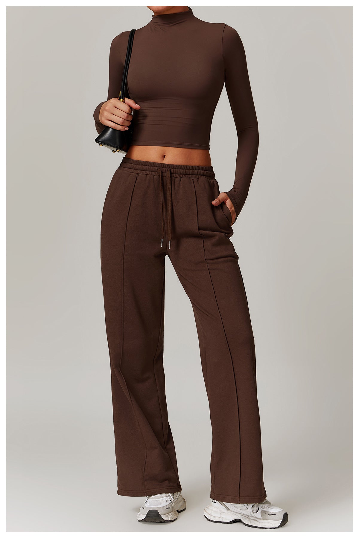 Sporty Chic High Neck Long Sleeve & Lounge Pants Set