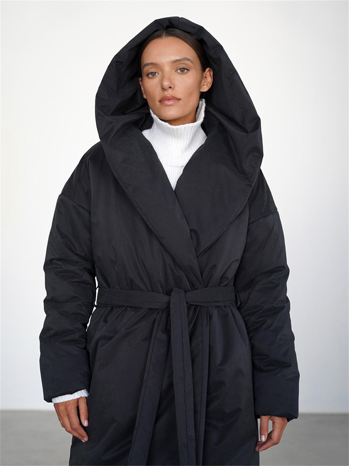 Aurora Belted Hooded Puffer Coat
